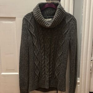 Abercrombie & Fitch Charcoal Cable Knit Turtleneck Sweater